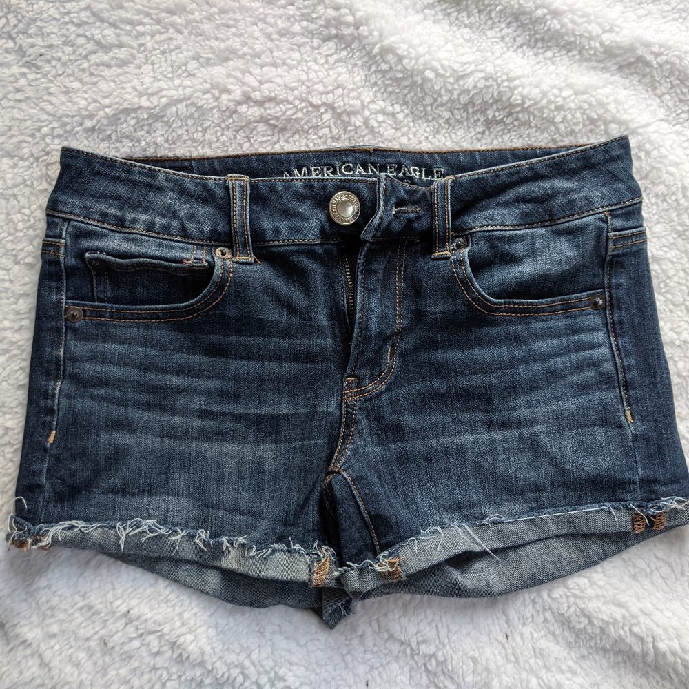American Eagle 360 Degree Stretch Hi-Rise Shortie Size 2 Denim Shorts